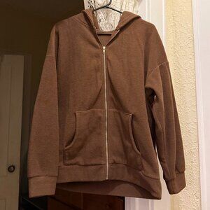 cider brown fleece zip up hoodie